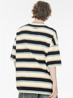 The Simpsons Cartoon Striped Loose Short-sleeved T-shirt