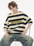 The Simpsons Cartoon Striped Loose Short-sleeved T-shirt