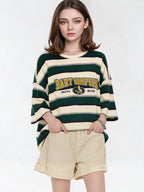 The Simpsons Cartoon Striped Loose Short-sleeved T-shirt