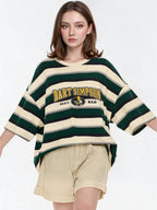 The Simpsons Cartoon Striped Loose Short-sleeved T-shirt
