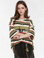The Simpsons Cartoon Striped Loose Short-sleeved T-shirt