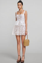 Arlena White Lace Tiered Mini Dress