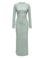 Lace-up Backless Long Sleeve Maxi Dress