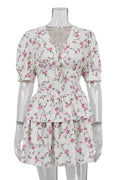 V-Neck Lace-Up Mini Dress