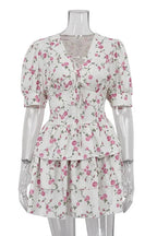 V-Neck Lace-Up Mini Dress