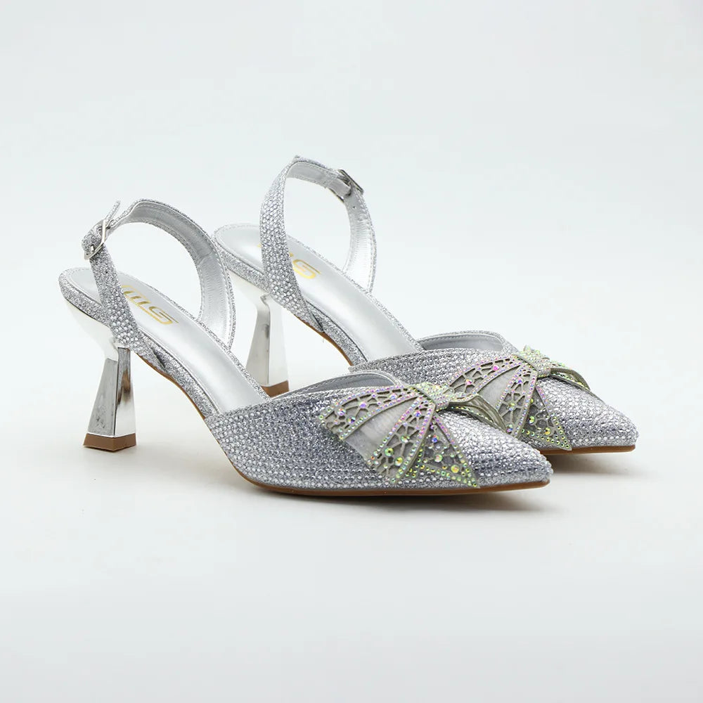 Golden summer pointed shallow bow high heeled sandals