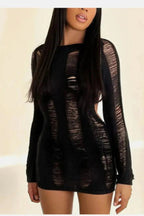 Backless Long Sleeve Round Neck Mini Dress