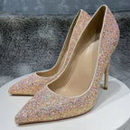 Pink Glitter Sequins Pointy Toe High Heel Shoes for Women
