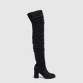 Winter Zipper Women Over-the-Knee Boots Fashion Flock Square Heel Shoes