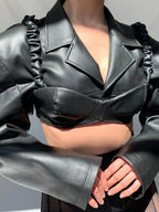 Black Slim PU 2Piece Tank Jacket