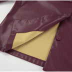Burgundy Faux Leather Jackets Women Moto Biker Lapel Zipper Long Sleeve Female Coats 2025 Spring Casual Lady Street Outwear