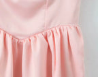 2025 Pleated Design Tie-up Sleeveless Summer Dresses Women Solid Color Slim Fit Mini Dress Simple Fashion Party Dress