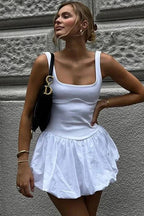 Patchwork Slim Fit High Waist Sleeveless A-Line Mini Dress - Slim Fit High Waist Sleeveless Mini Dress