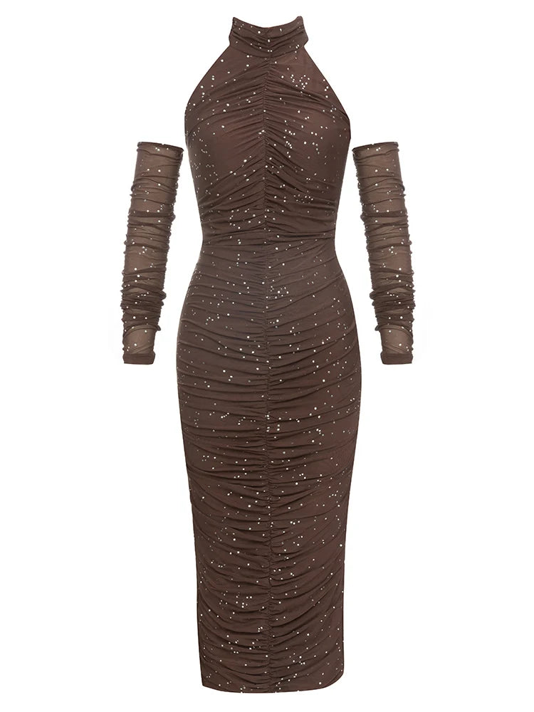 Trixie Sequin Maxi Dress with Gloves