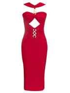 Ireka Red Cut Out Midi Dress
