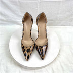 Leopard Side Open Pointy Toe High Heel Shoes for Women