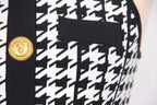 Julien Houndstooth Dress with Gold Buttons