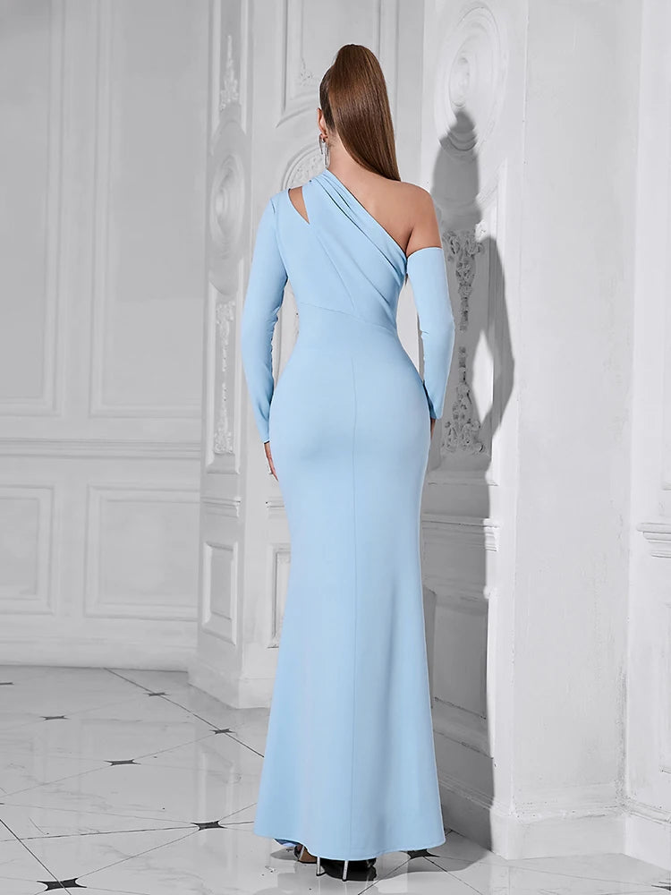 Milia One Shoulder Gown Dress with Cut Out