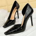 Patent Leather Stone Pattern High Heel Pumps for Women