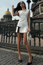 Sleeveless High Waist Split Mini Dress with Straps