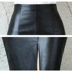 AmyVictoria | Sleek Black Leather Pencil Skirt