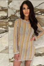 Slim Fit Mini Dress with Long Sleejson Back
