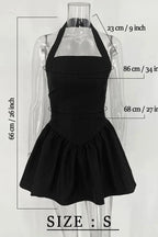 Pleated A-Line Mini Dress with High Waist Slim Fit