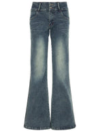 Vintage Button-up Denim Pants Street Style Low Rise Baggy Straight Jeans for Women y2k Aesthetic Loose Denim Trouser 90s