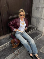 Anabella - Straight Belted Leather Jacket