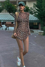 Two-Piece Sheer Long Sleeve Mini Dress