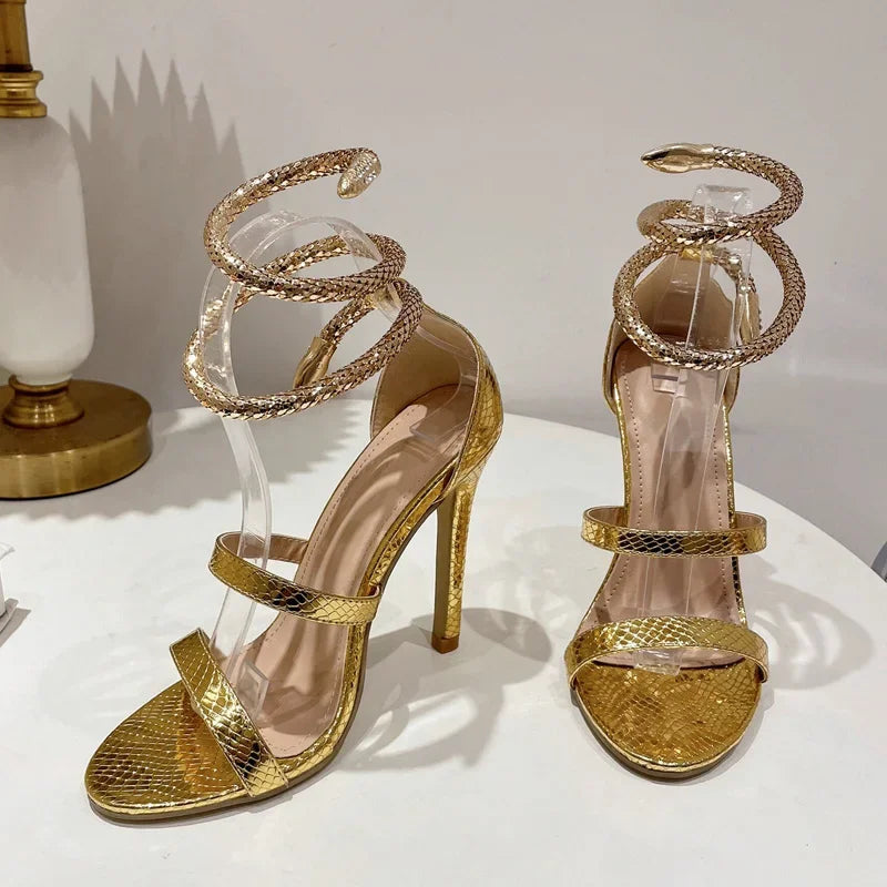 Open Toe Ankle Strap Women Sandals with Sexy Hollow Out Thin High Heels