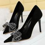 Spring Women Heels Fashion Pumps with Rhinestone Bowknot