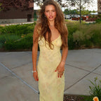 Floral Print Spaghetti Strap V Neck Slip Maxi Dress