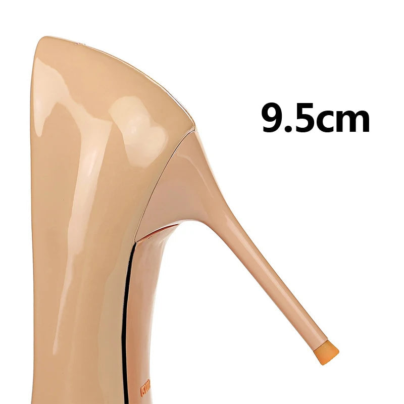 Metal Button Woman Pumps Patent Leather High Heels Sexy Party Shoes Stiletto Heels Luxurious