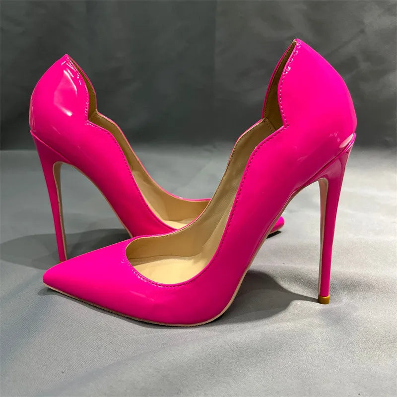Black Patent Pointed Toe Stiletto High Heels for Women
