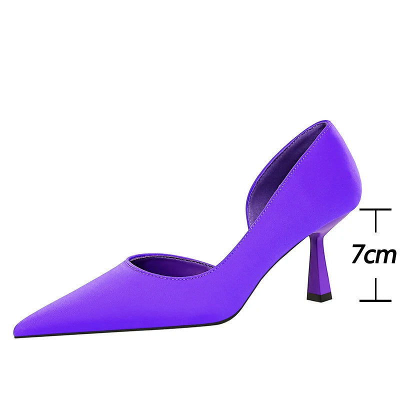 Silk Women Pumps with 7 cm Heels for Spring and Autumn Fashion