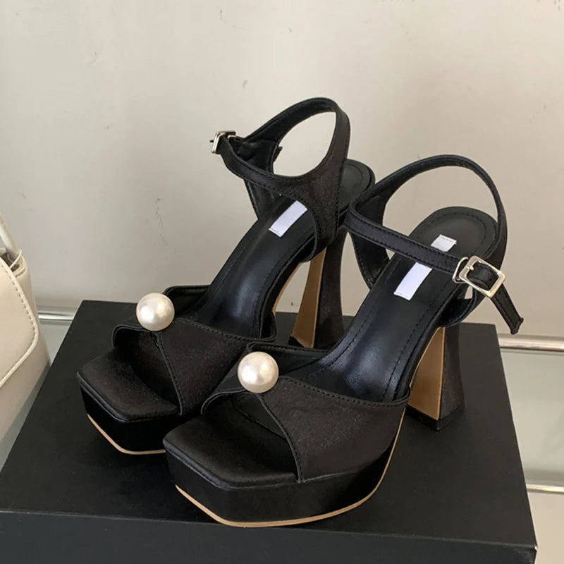 White Pink Chunky Platform Sandals for Women