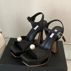 White Pink Chunky Platform Sandals for Women