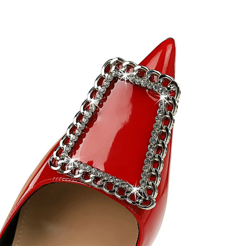 Nude Patent Leather High Heel Pumps for Women