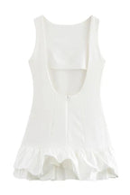 Patchwork Lace Pleated O Neck Sleeveless Mini Dress