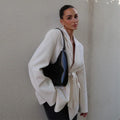 Women's Loose Waist Cinching Belt Full Sleeve Jacket Female Tailored Coat 2025 Chic Retro Elegant Lapel Suit Jackets Streetwear