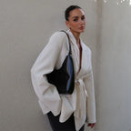Women's Loose Waist Cinching Belt Full Sleeve Jacket Female Tailored Coat 2025 Chic Retro Elegant Lapel Suit Jackets Streetwear