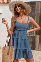 Spaghetti Strap Lace-Up Backless Mini Dress - Spaghetti Strap Mini Dress