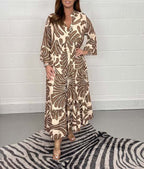 Vintage Print Maxi Casual Dress