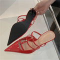 Rivet Narrow Band Women Slipper Pointed Toe Thin Heels Pumps Shoes