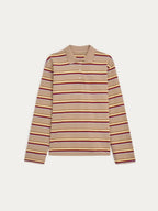 Spring Summer New Women's Retro Striped Polo Collar Oversized Long Sleeve T - Shirt Trendy Casual Loose Basic Top