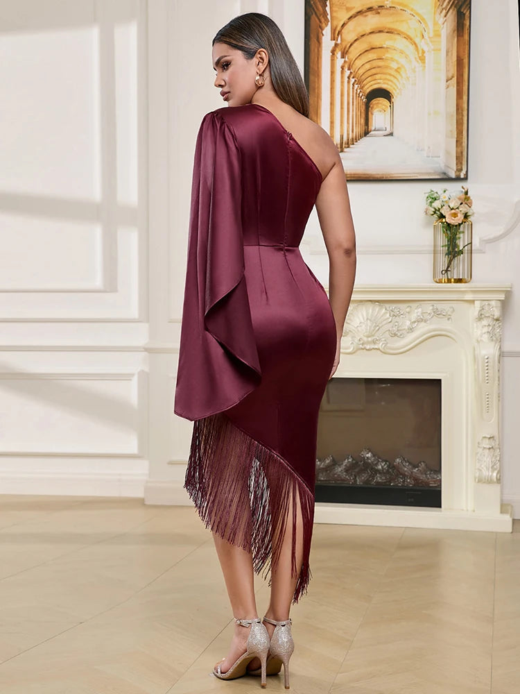 Rosalie Fringe Hem Satin Dress