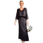 Two Piece Set Women Blouse Skirt Suit Solid Colour