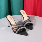Summer Tassel Fashion Heeled Denim Sandals for Women - 9.5CM