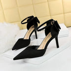 Korean Style Pipanus High Heels Satin Sandals with Bows Women's Shoes